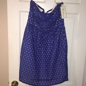 NWT Blue Eyelet Shoshanna Strapless Dress